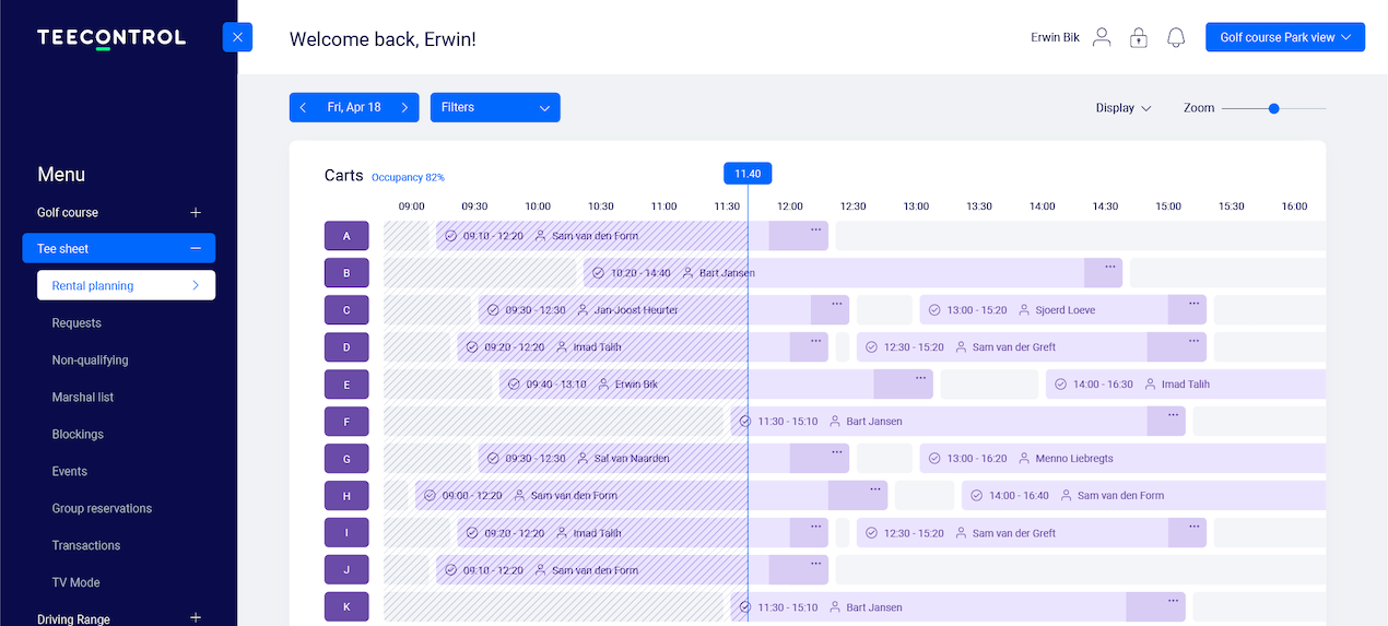 Teecontrol verhuur planning